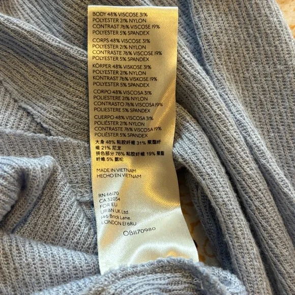 We The Free Free People Blue Ribbed Long Sleeve Top Size Small - Picture 7 of 7